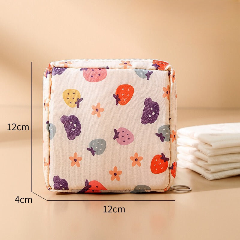 Whoelsale Cartoon Printed Sanitary Napkin Polyester Storage Bag